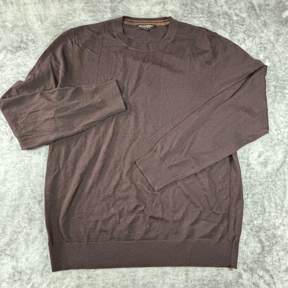 Banana Republic Mens Merino Wool Crewneck Sweater Brown Large Classic Knit